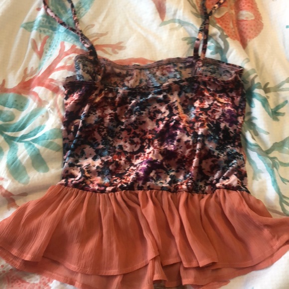 Peplum Multicolored Velvet Spaghetti StrapTop NWOT - Picture 2 of 2